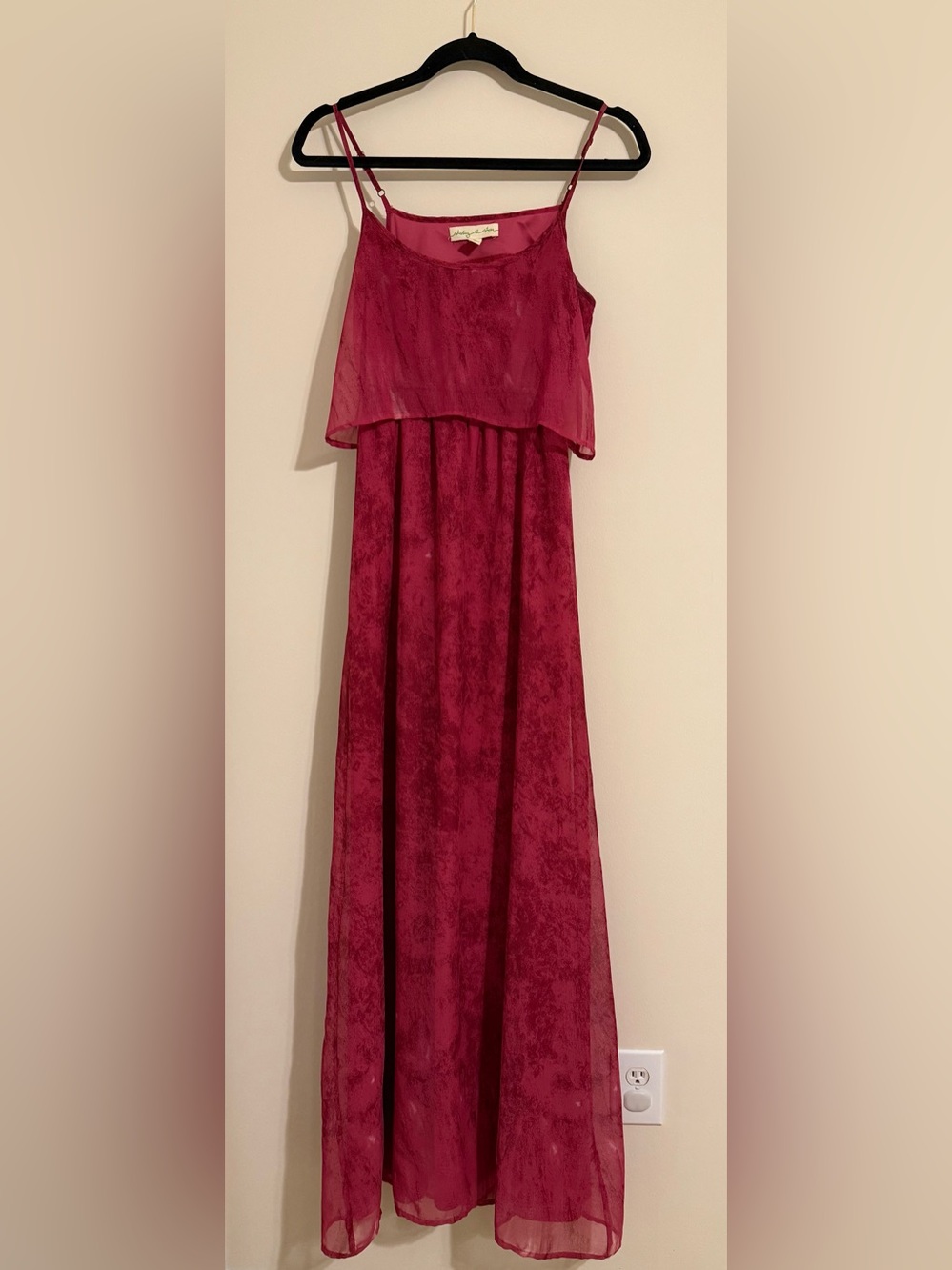 MAXI DRESS Urban Outfitters CHIFFON Fuchsia Pink Berry Staring At Stars // Small - Picture 2 of 9